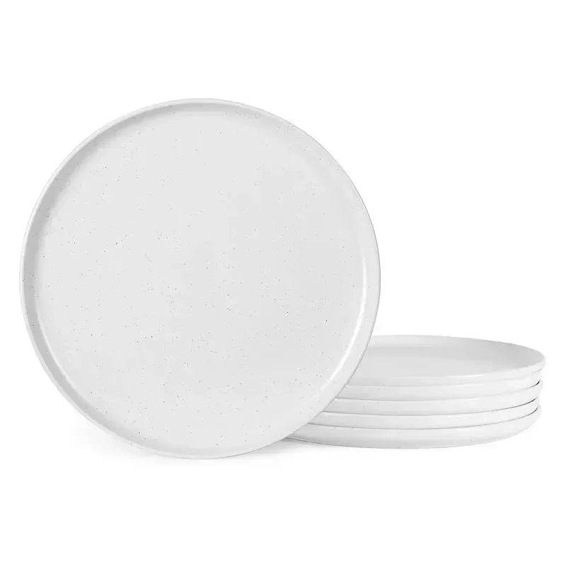 6PCS Flat Ceramic Steak Plate Salad Plates