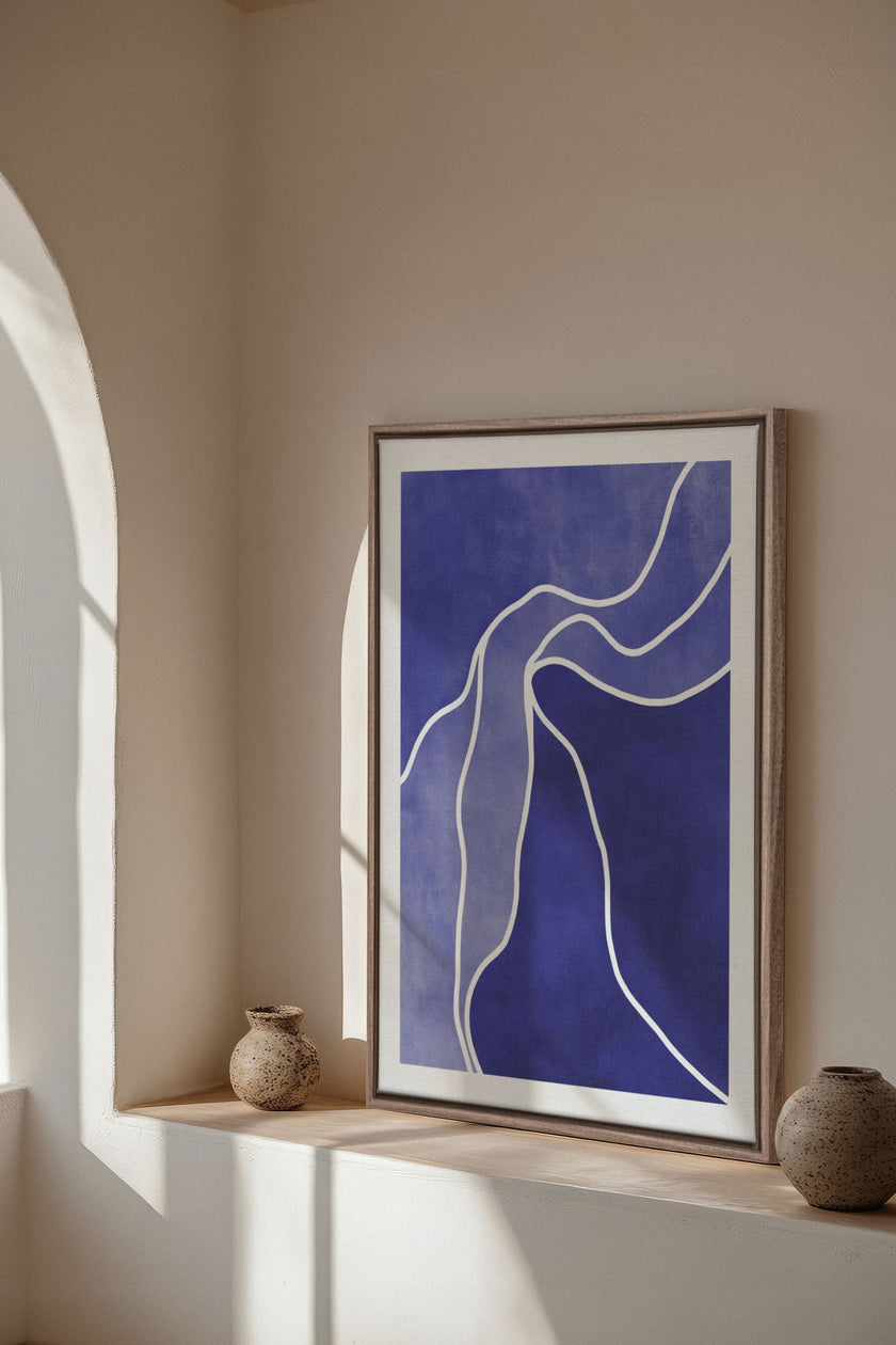 REFLET INDIGO, Oeuvre sur toile étirée