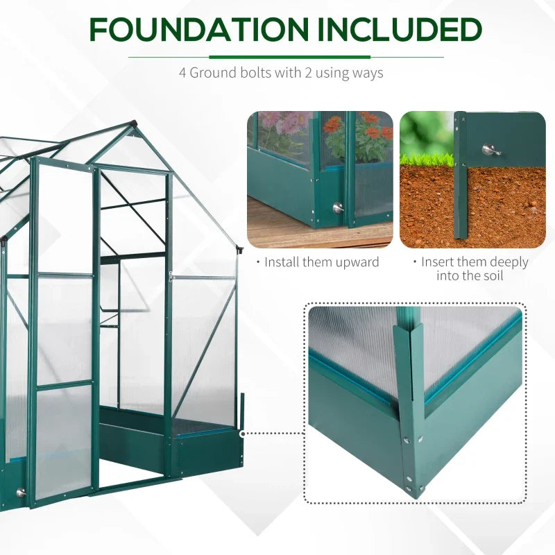 Outsunny 8.2' x 6.2' Greenhouse Aluminum Frame with Temperature Controlled Window