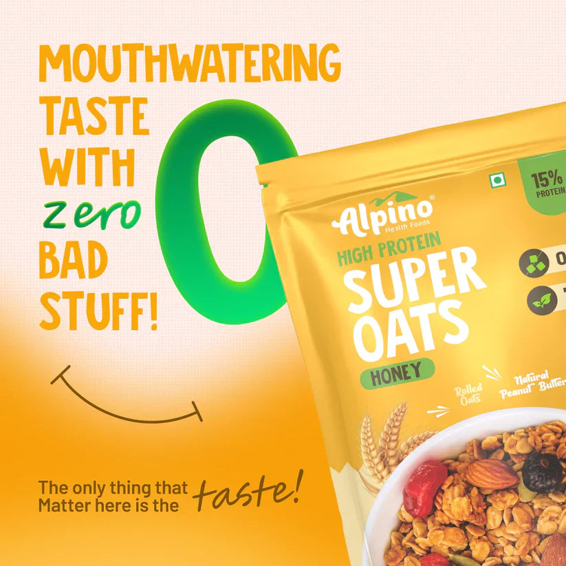 Avoine super-roulée à haute teneur en protéines, miel, beurre de cacahuète naturel et miel – 15g de protéines, salé, sans gluten.