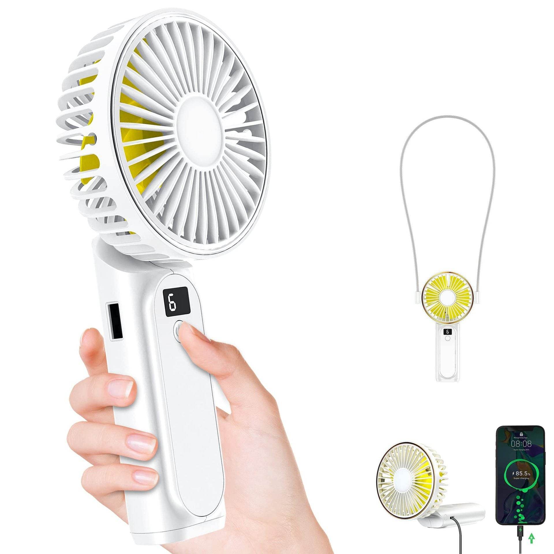 Handheld Desktop Halter Six-gear Can Be Used As Power Bank Digital Display Fan