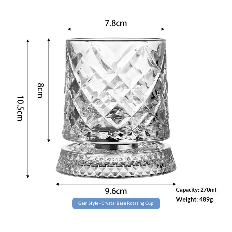 Luxury Spinning Glass with Crystal Base – Stress-Relieving Rotating Cup, 9 Styles