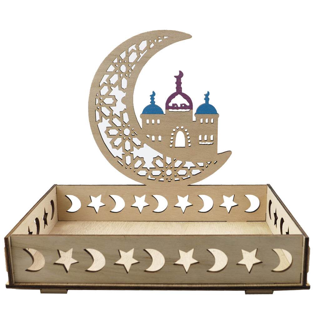 Wooden Ornament Eid Al Fitr Table Decoration coffee Tray