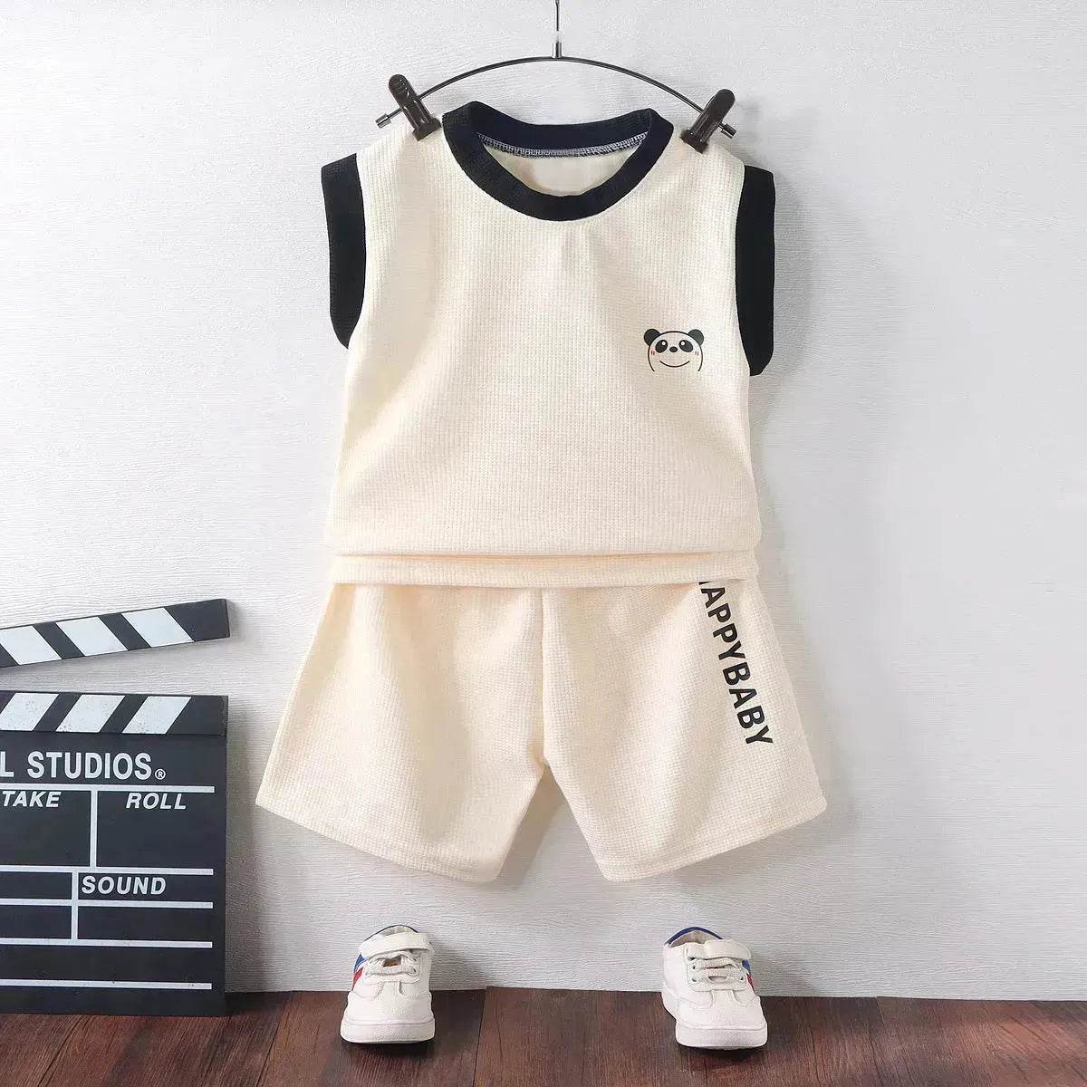 Children's Vest Suit Western Style Sleeveless Waffle two piece for boys casual wears for boys.