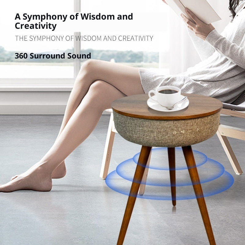 Smart Side Table with Built-in Bluetooth Speaker and Wireless Charging