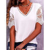 Summer Lace Tops Loose V Neck Short Sleeve Casual top