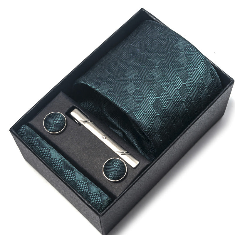 Men's Jacquard Woven Formal Tie Set – Rayon Arrow Necktie with Handkerchief, Tie Clip & Cufflinks | Canada & USA