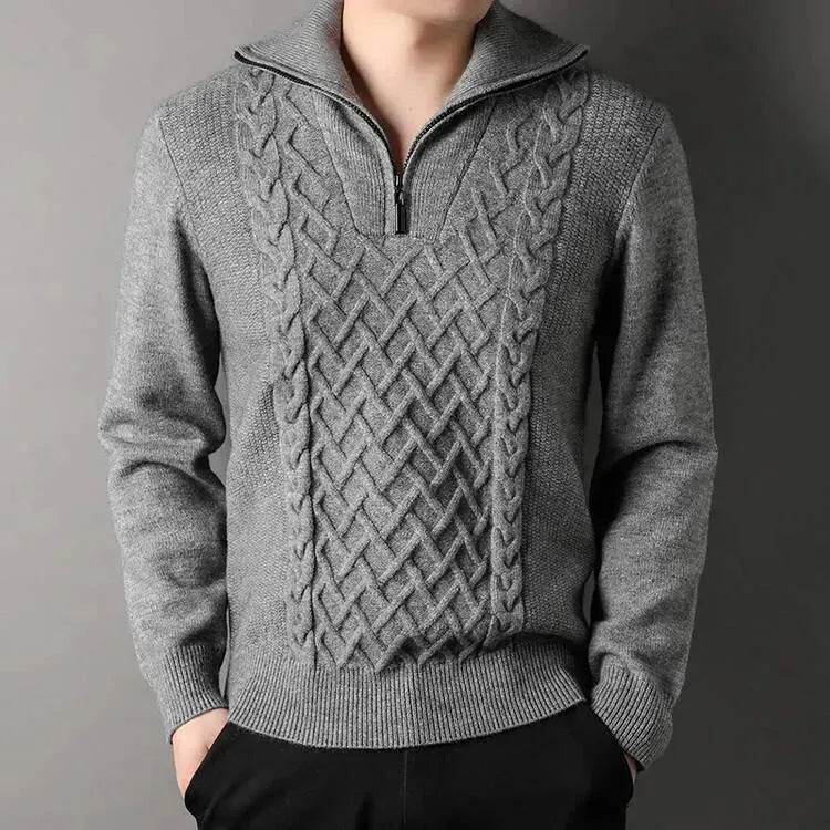 Men's Winter Fashion Half Zip Slim fit Knitted Woolen Pullover Sweater