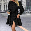 Lace Tied Long Sleeve Dress Fashion Midi Dresses Womens Clothing