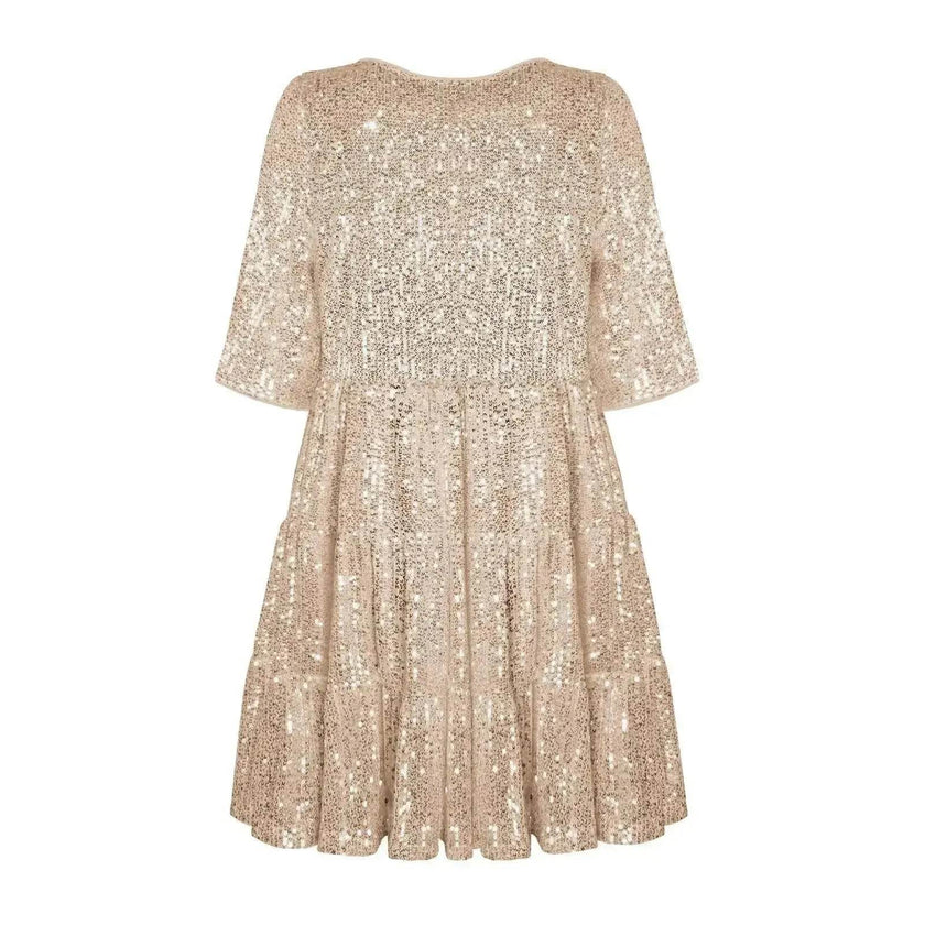 Elegant ladies Sequined Short Mini Skater Dress