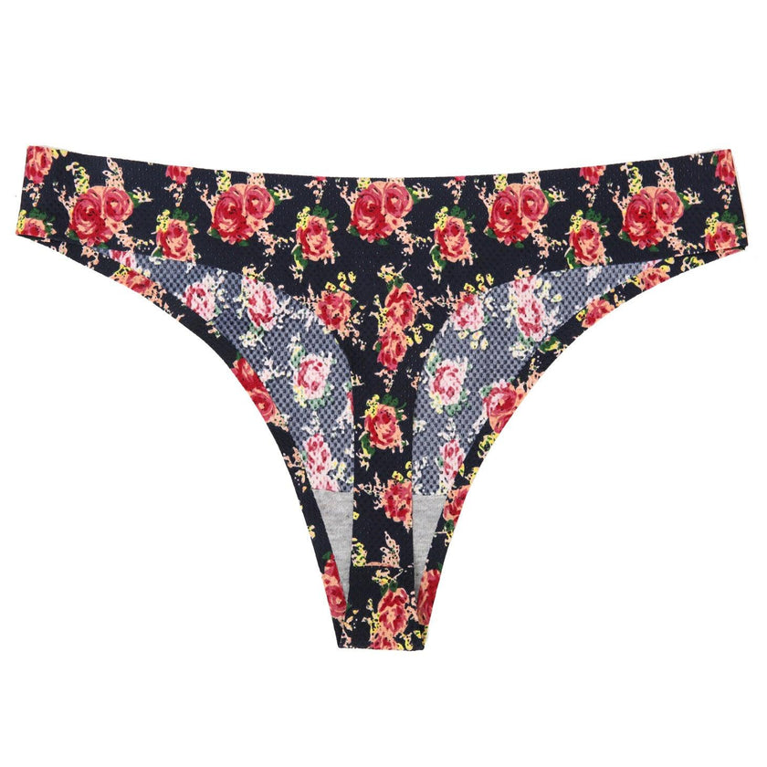 Women's Seamless Floral Print Low-Waist Briefs No-Trace Breathable