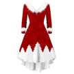 Women's Christmas Long Sleeve V-neck Irregular Dress