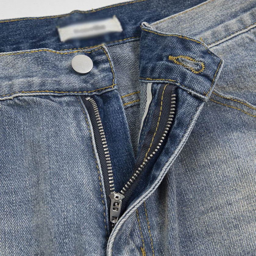 Punk Make Old Ripped Letter Denim Trousers Men Jeans