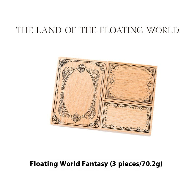 Baroque Fantasia Wooden Seal Set – Decorative Notebook Stamp Paintings (6 Designs)