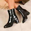 Winter Chunky Heel Pointed Toe Boots With Side Zipper Fashion Mid-calf Boot For Women Shoes