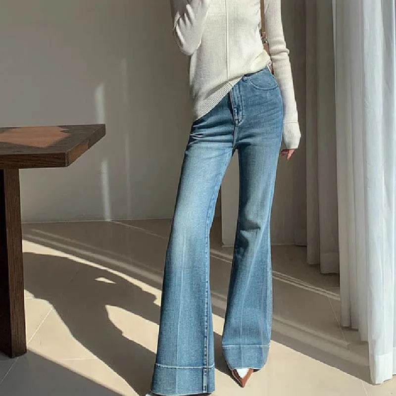 French Style Temperament Retro Washed Baggy Jeans Pant For Women