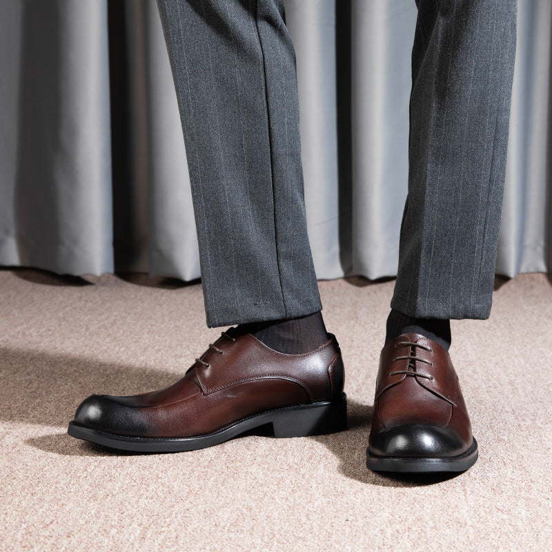 Men's Genuine Cowhide Leather Business Shoes – Breathable, Cross-Strap, Sizes 37–46