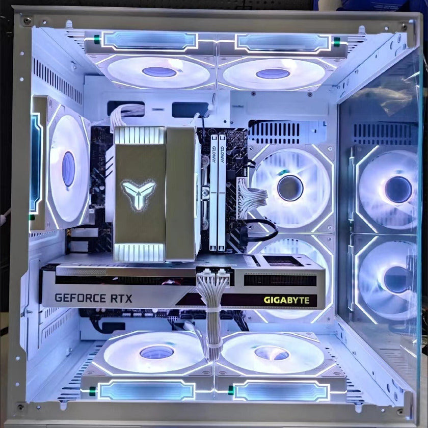 AY Seascape MINI Cube Gaming PC Case – Full Glass Panel, RGB, Water Cooling Ready