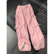 Fashion Vintage Bow lace up Drawstring Wide leg sweat pant for women