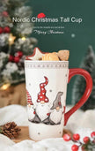 Christmas Large Capacity Nordic Christmas Tall Hat Ceramic Relief Mug Cup
