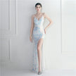 Colorful Sequin Sling Split Sheath Long Dinner Party Dress