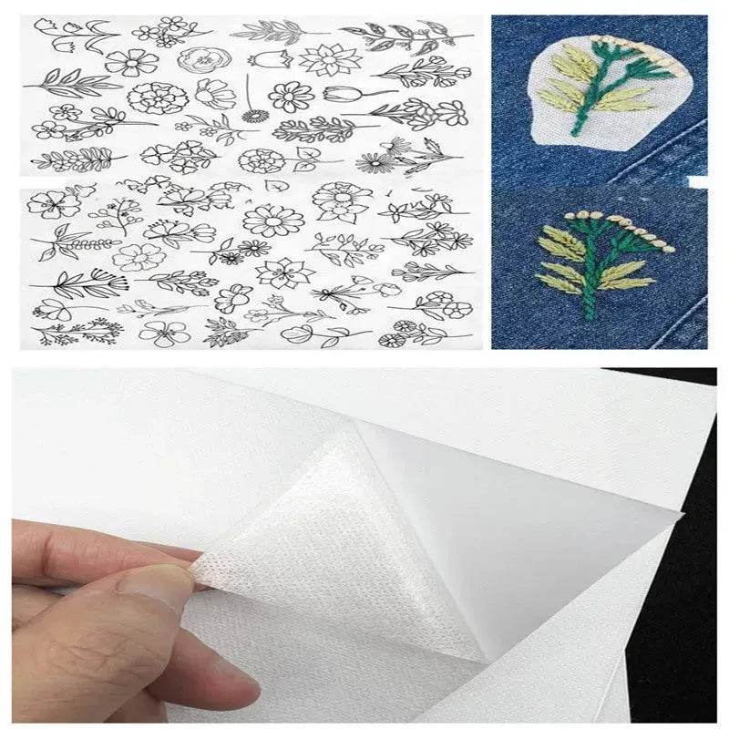 50pcs Water Soluble Stick and Stitch Embroidery Patterns stickers for Clothes