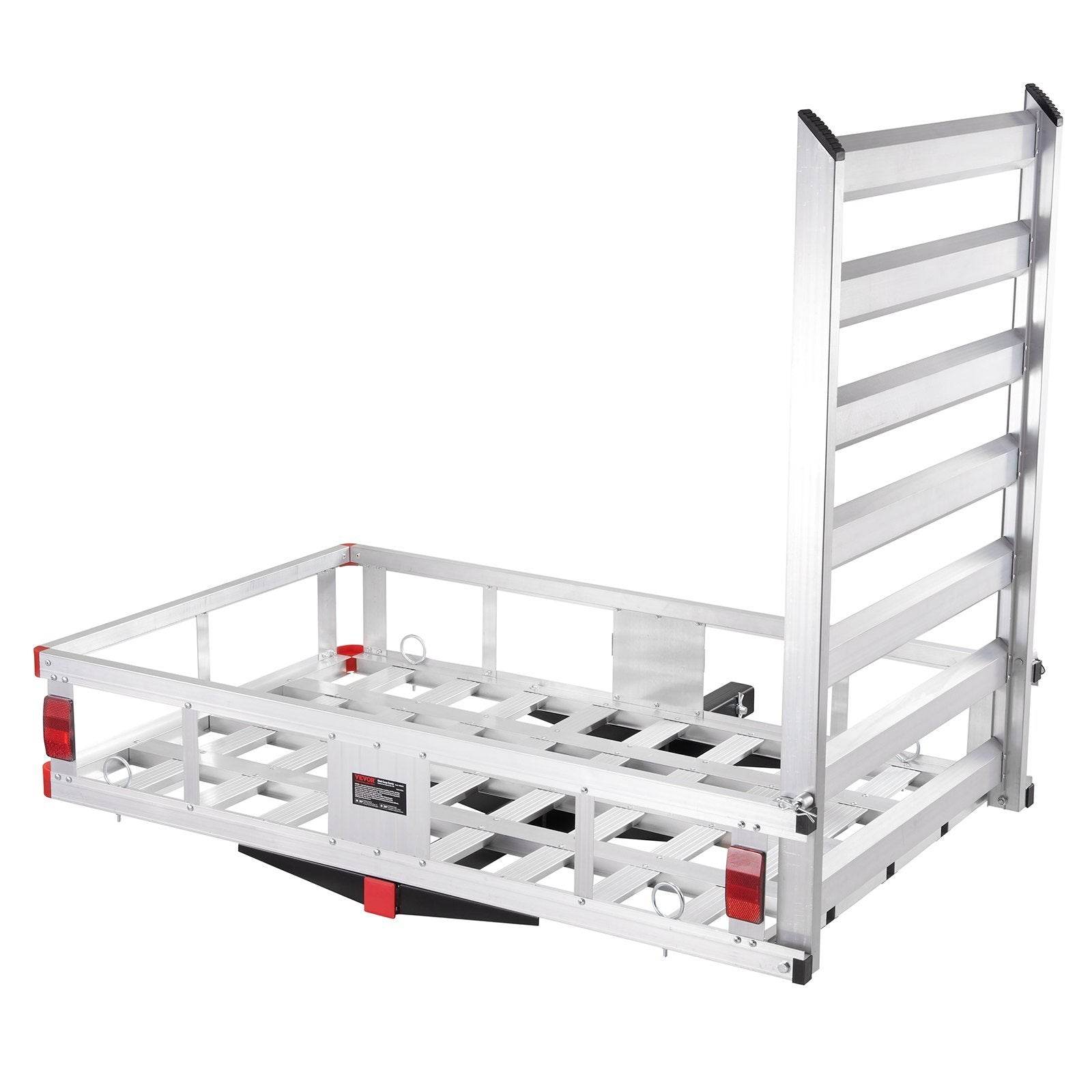 Hitch Cargo Carrier, 500lbs Capacity Trailer Hitch Mounted Cargo Basket, Aluminum Luggage Carrier Rack With Folding Ramp, Fits 2 Hitch Receiver For SUV Truck Pickup Camping
