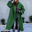 Autumn And Winter Long Woolen Color Temperament Commute No Belt Lapel Loose Woolen Green Coat