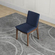Laura Blue Linen Solid Wood Dining Chair  Set Of 2 Mid-Century Modern Style