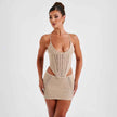 Beach Women's Solid Color Sexy Knitted Beach Bikini Swimming