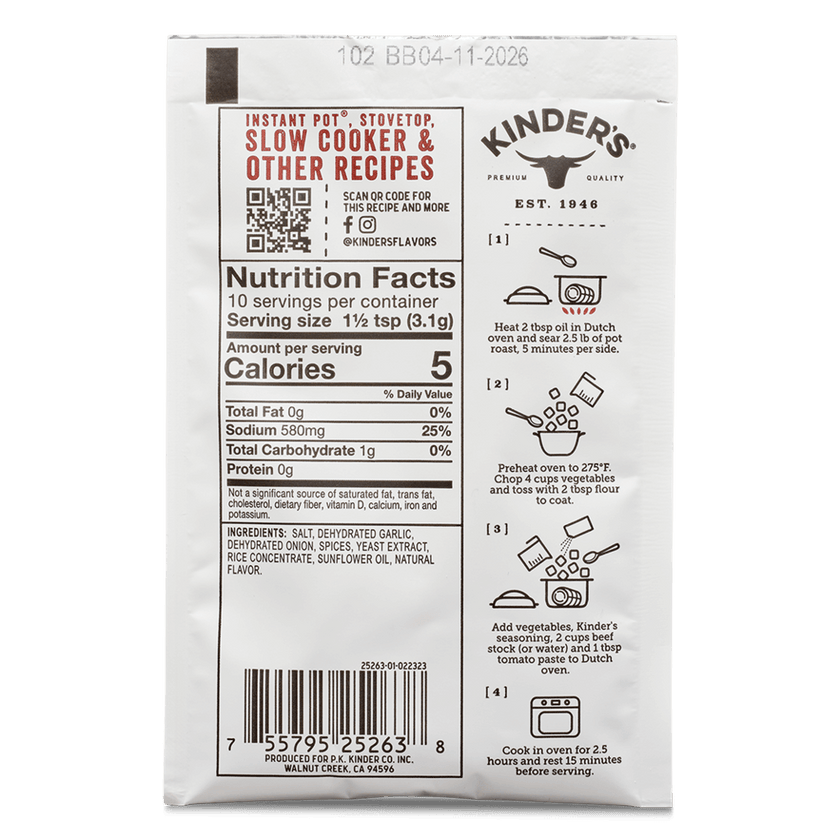 Kinder's Sunday Pot Roast Stew Seasoning