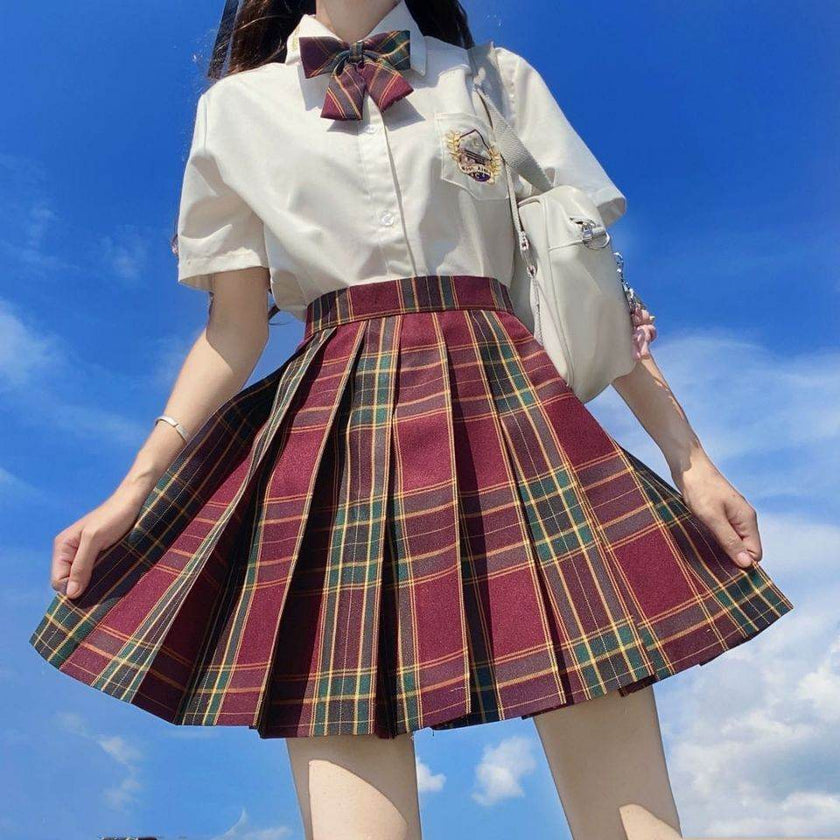 Student Jk Plaid Skirt Preppy Style Mini Pleated  Kilt Skirt
