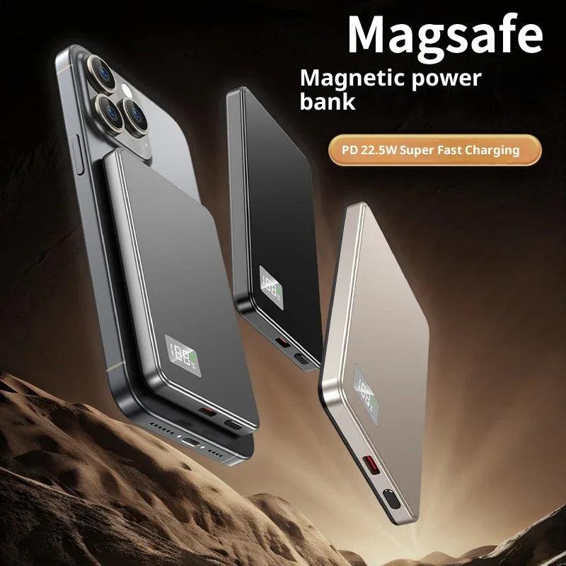 Ultra-thin Fast Charging Magnetic Power Bank With Built-in Cable