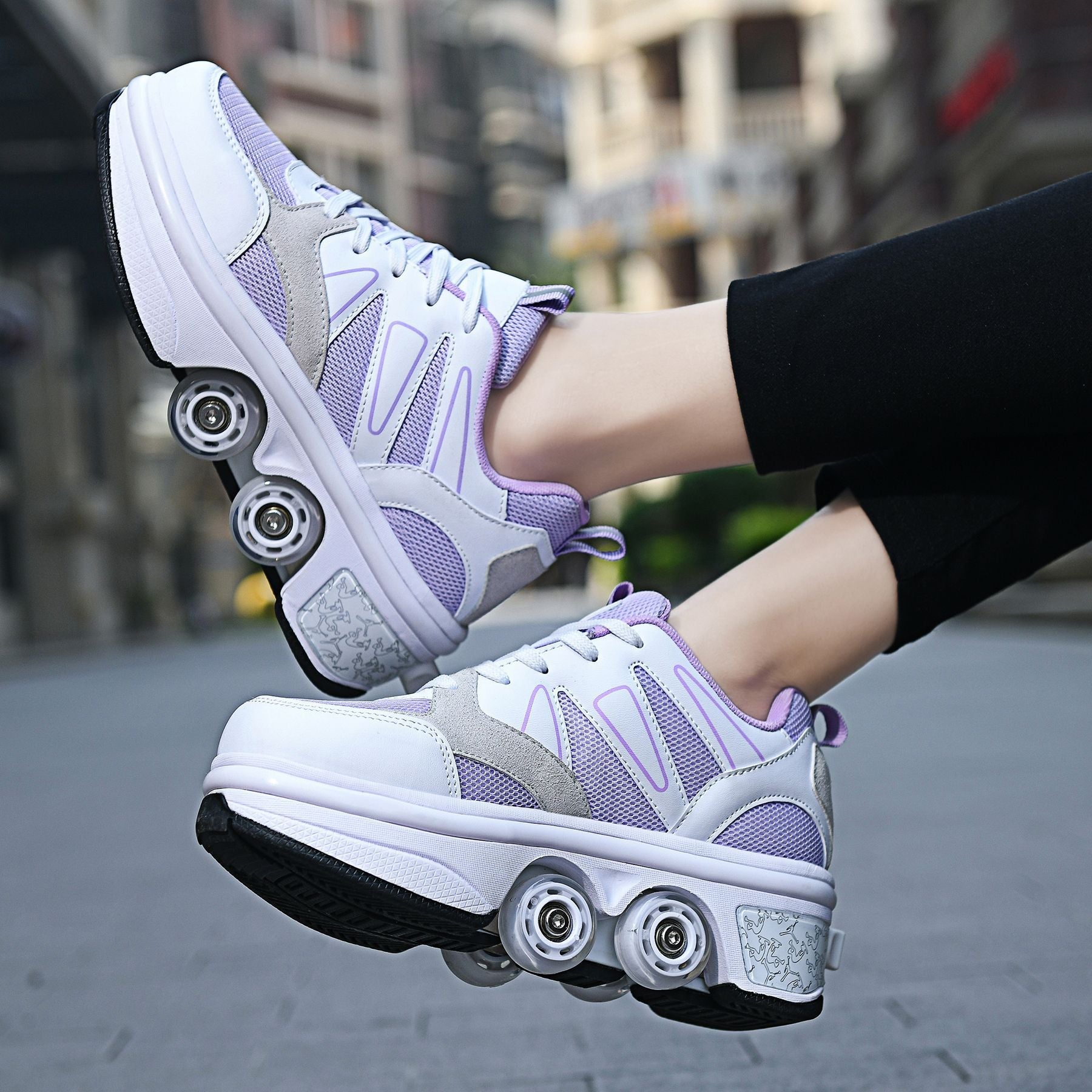 Four Wheel Rampage LED Roller Skate Shoes – 7-Color Atmosphere Breathing Light