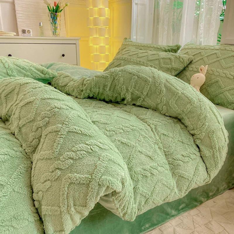 Winter Thickened Milk Fiber Soft Thermal Duvet Cover Bedding Set