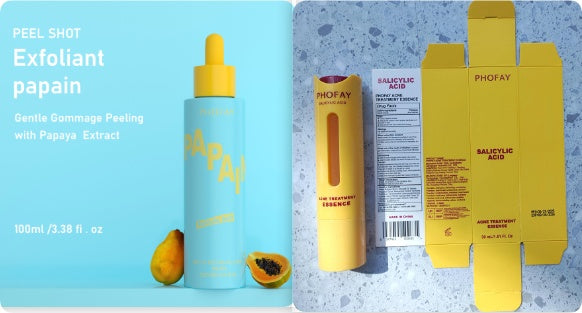 PHOFAY Gentle Peeling Solution – Papaya Enzyme AHA BHA Exfoliating Face Scrub