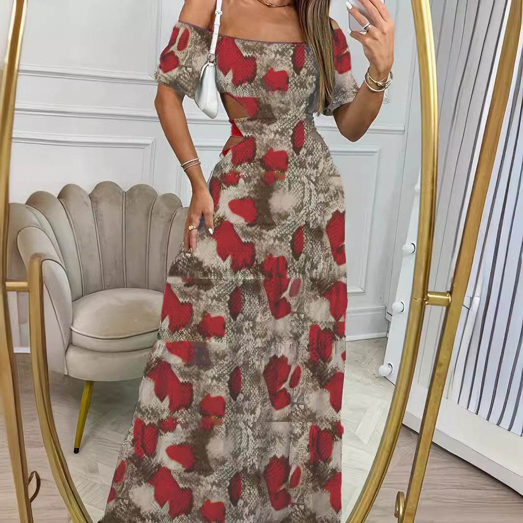 Off Shoulder Summer Maxi Dress Hollow out Cute Flowy dress