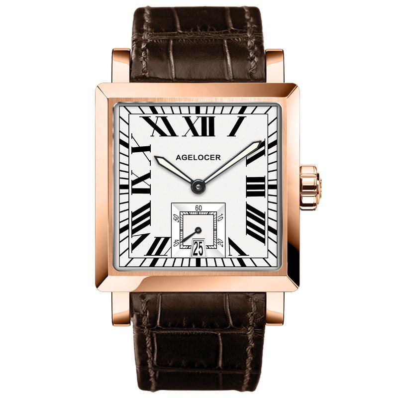 Men's Leather Watch Automatic Mechanical Waterproof Dress Watch