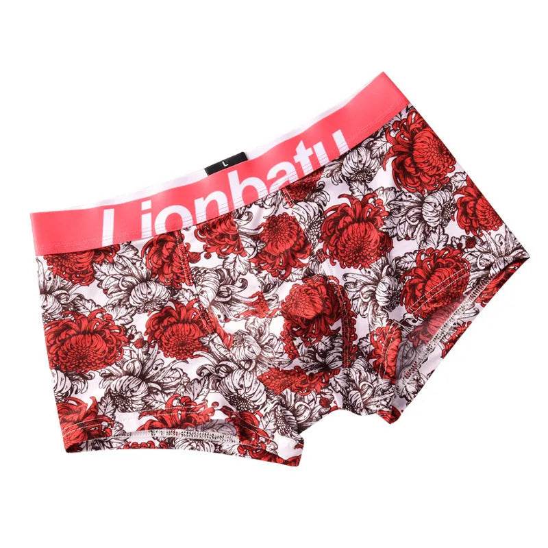 Ice Silk Men's Boxers Breathable Printed Boxer Briefs Mid waist