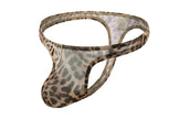 Men's Underwear Leopard Mesh T-back Low Waist thong Briefs