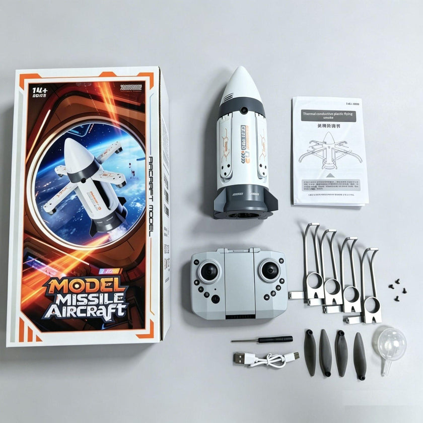 Mini Remote Control Drone Rocket Toy with LED Lights, Foldable RC Aircraft