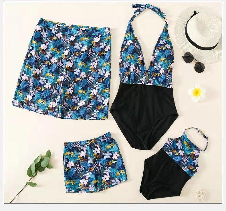 Family Matching Swimsuit Set – Parent-Child Swimwear for Mom, Dad, Girls, Boys & Baby