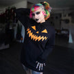 Halloween Costume Pumpkin Print Long Sleeve Hoodie Dress