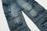 Functional Multi-pocket Tactical Tooling Denim Trousers Men Jeans