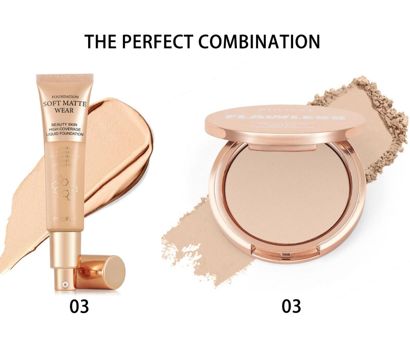 PHOFAY Matte Setting Pressed Powder – Flawless Finish Face Powder (8g, Multiple Sets)
