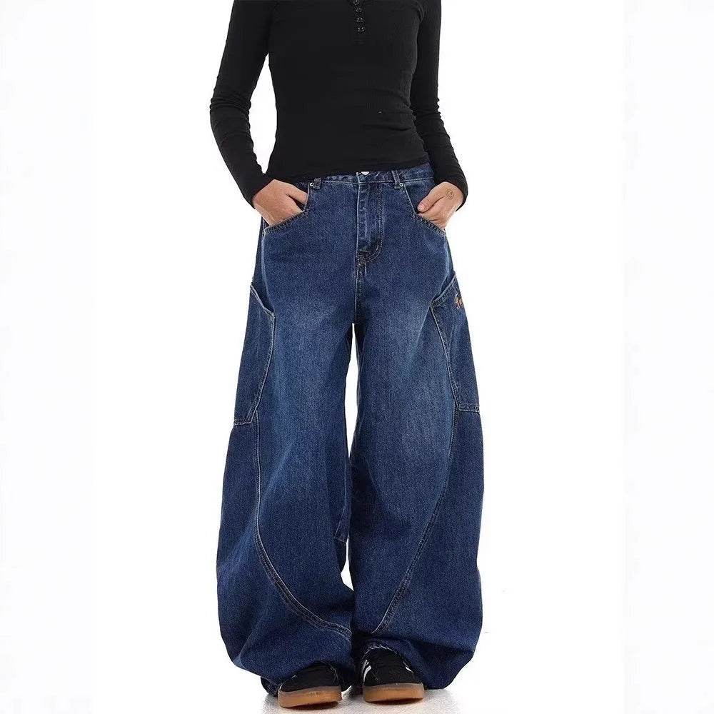 Unisex Baggy Jeans – Y2K Streetwear Wide Leg Denim Pant with Large Pockets S–3XL