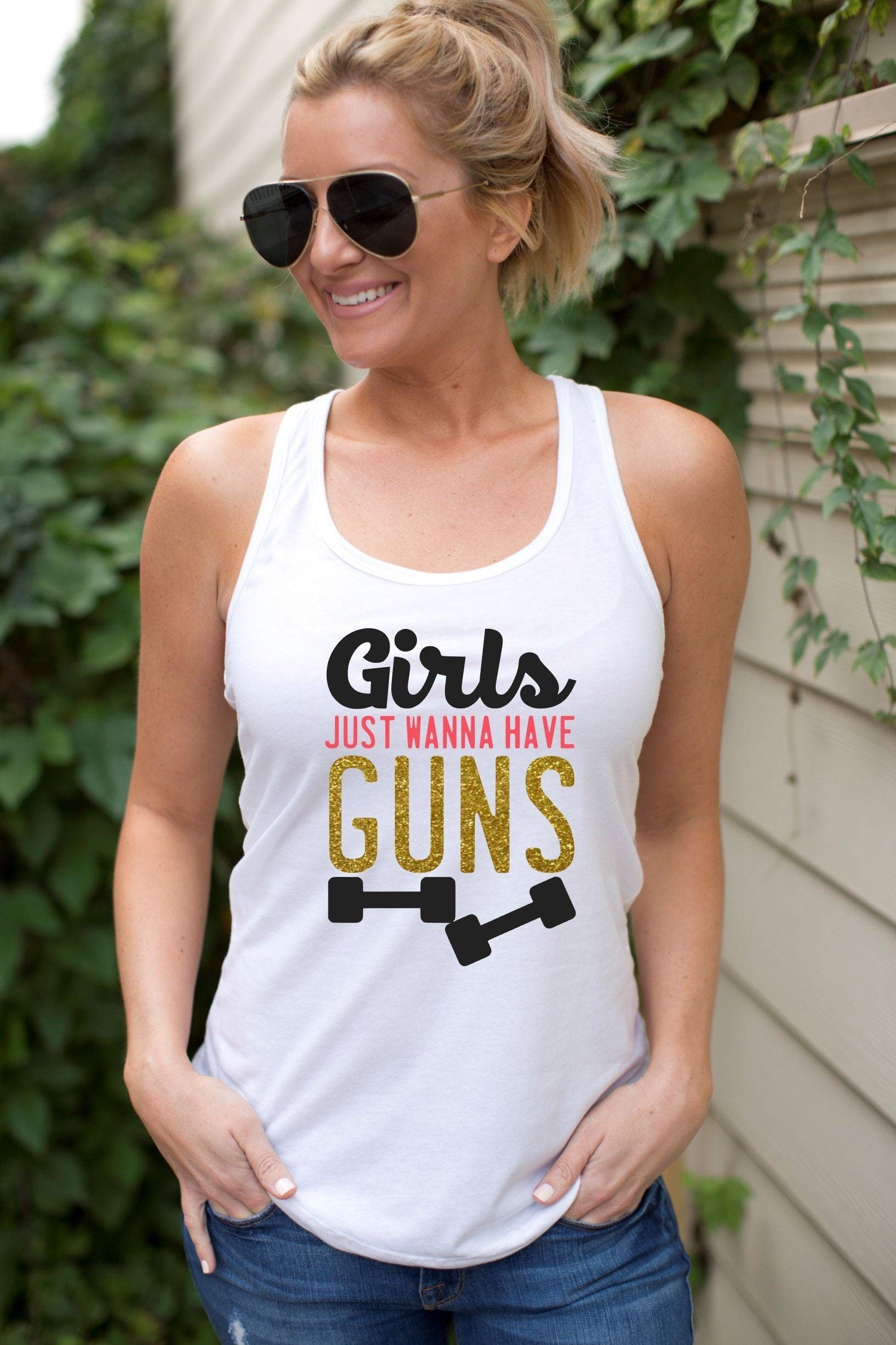 Girls Just Wanna Have Guns Racerback Tank Top