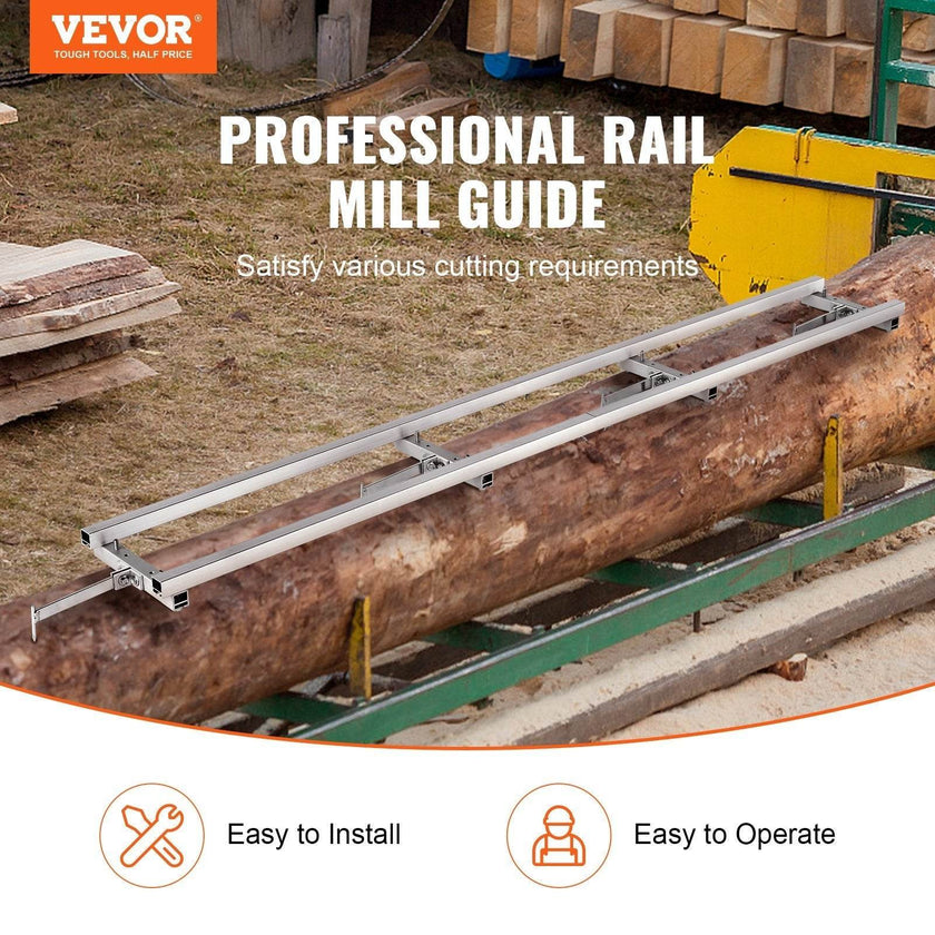 Rail Mill Guide System, 9 Ft Milling Guide, 4 Crossbar Kits Chainsaw Mill Rail Guide, Aluminum Adjustable Saw Mill Rail System Work With Chainsaw Mills For Builders And Woodworkers