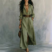 V-Neck Long Shirt Dress for Women – Cotton Linen A-Line Maxi Dress Canada USA