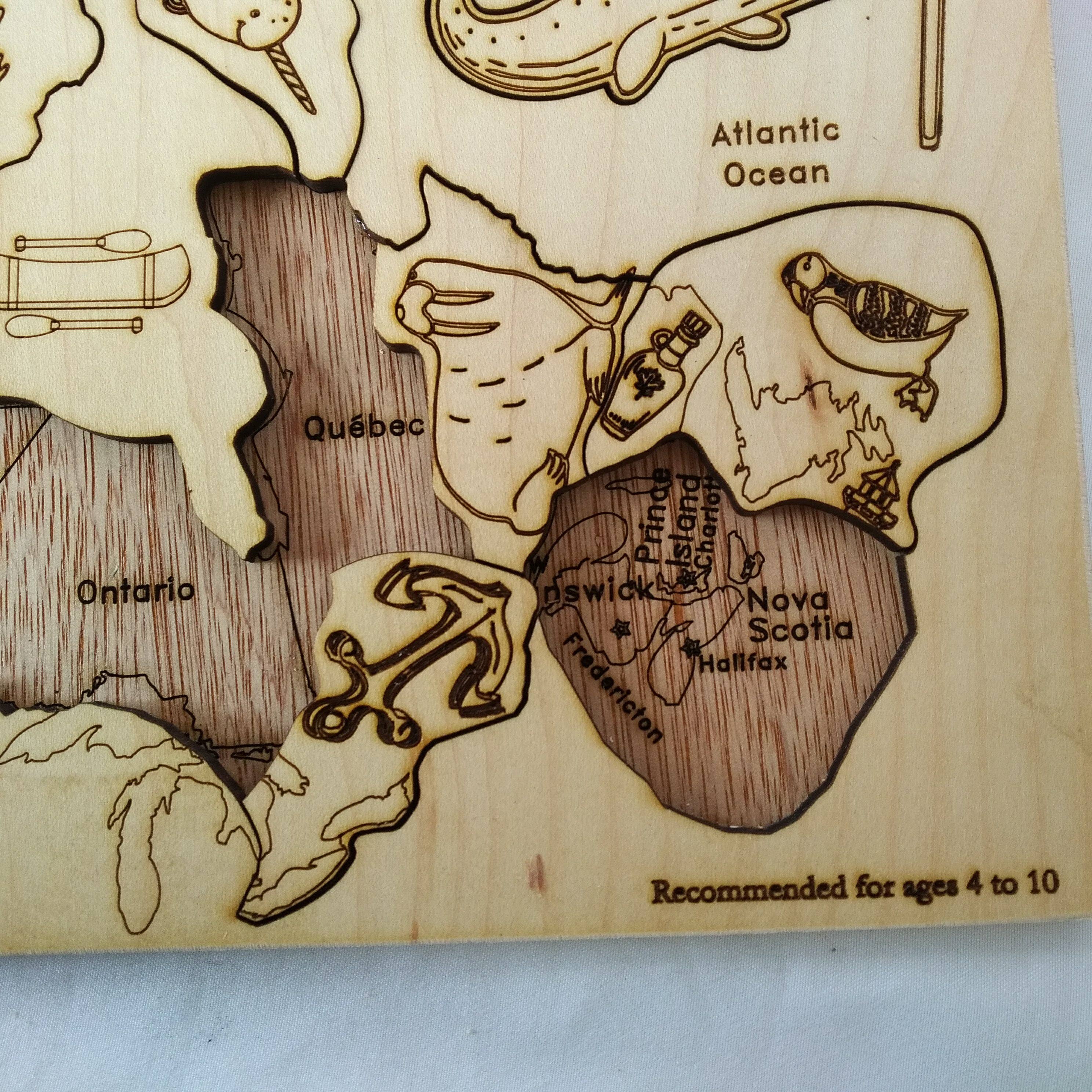 Toy Maker of Lunenburg - Kids Canada Map Puzzle with Native Animals - Made In Canada - High Quality